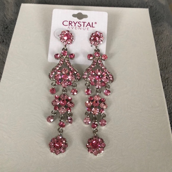Accessories - Pink and silver rhinestone earrings